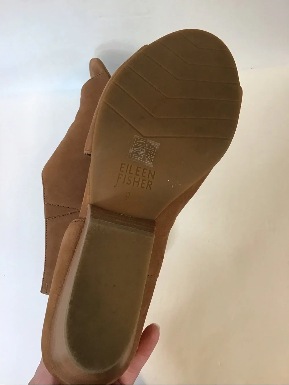 Eileen Fisher Women's Cognac Chestnut Suede D'orsay Open-Toe Wedge Heels 9